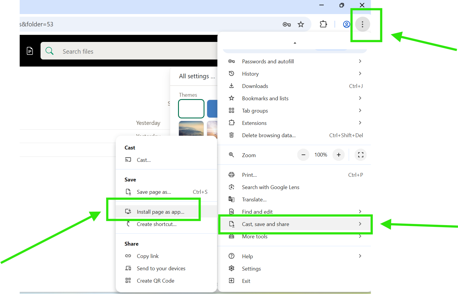 Chrome Install page as app command