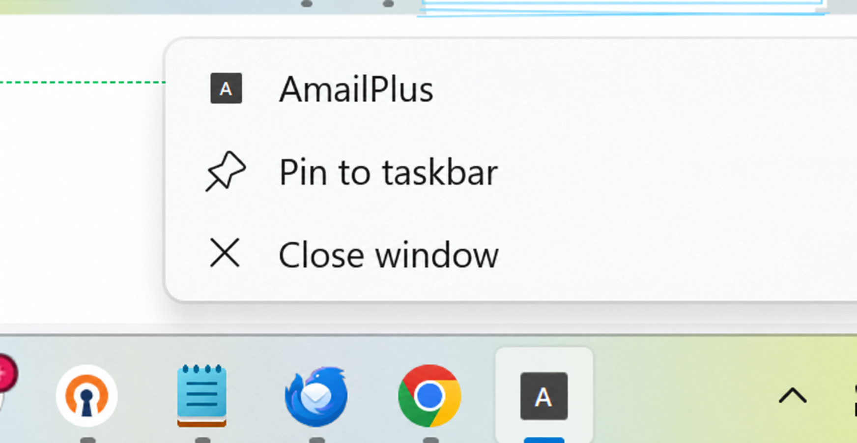 Pin AmailPlus to the Windows taskbar
