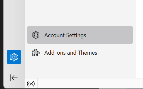 Thunderbird Account Settings menu