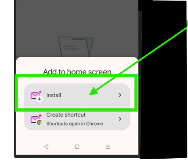 Choose Install rather than Create shortcut