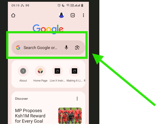 Tap the Chrome address bar