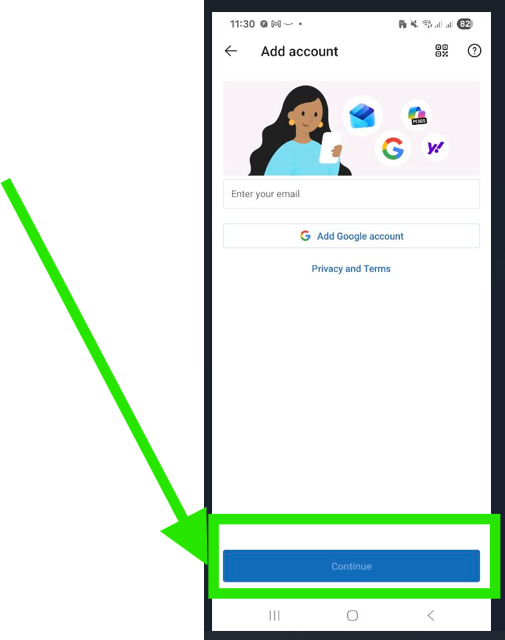 Enter your email address and tap Continue